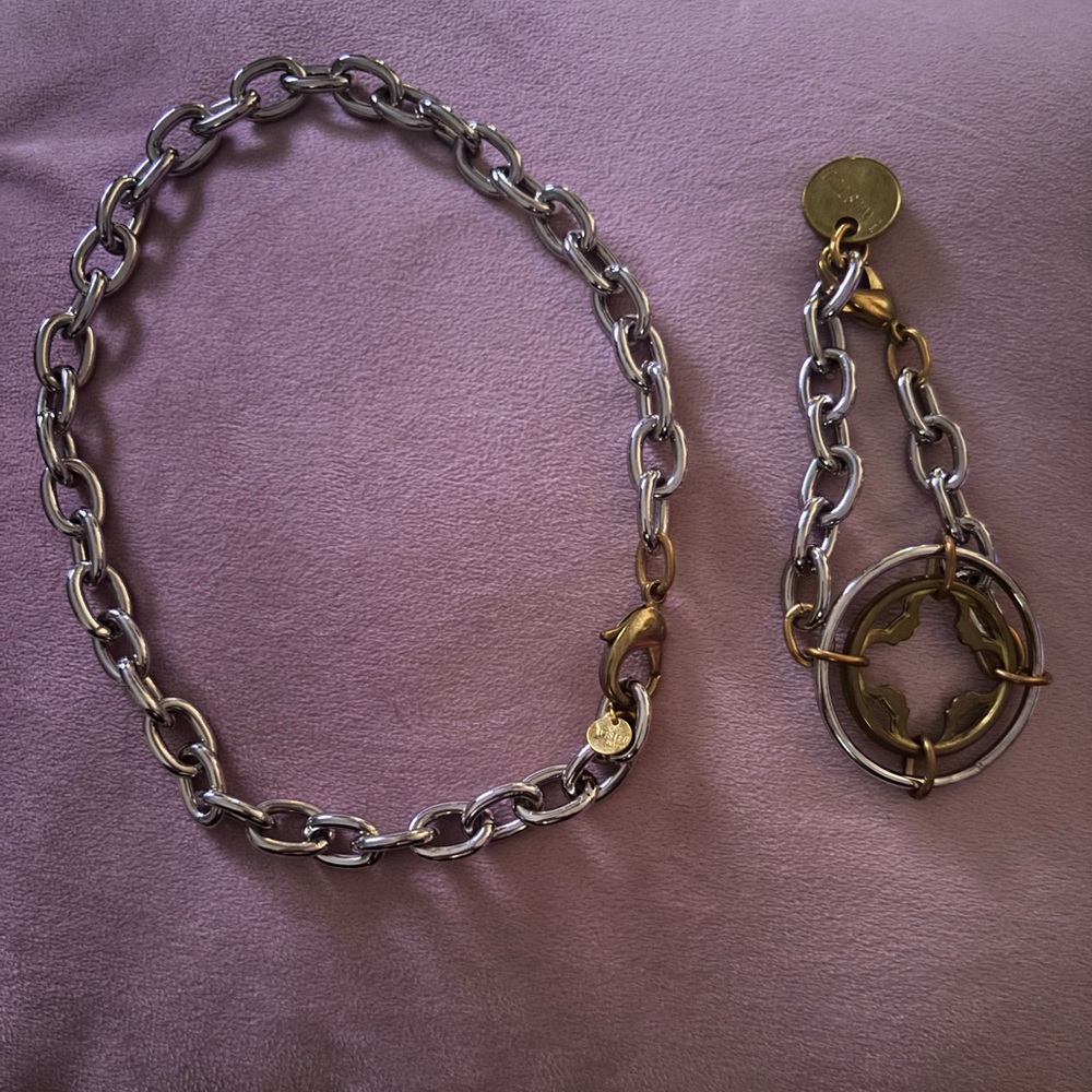 Chic Silver and Gold Chain Necklace